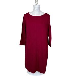 J. Jill Ponte Knit Sheath Dress Cranberry Women Medium Pockets Stretch NWT